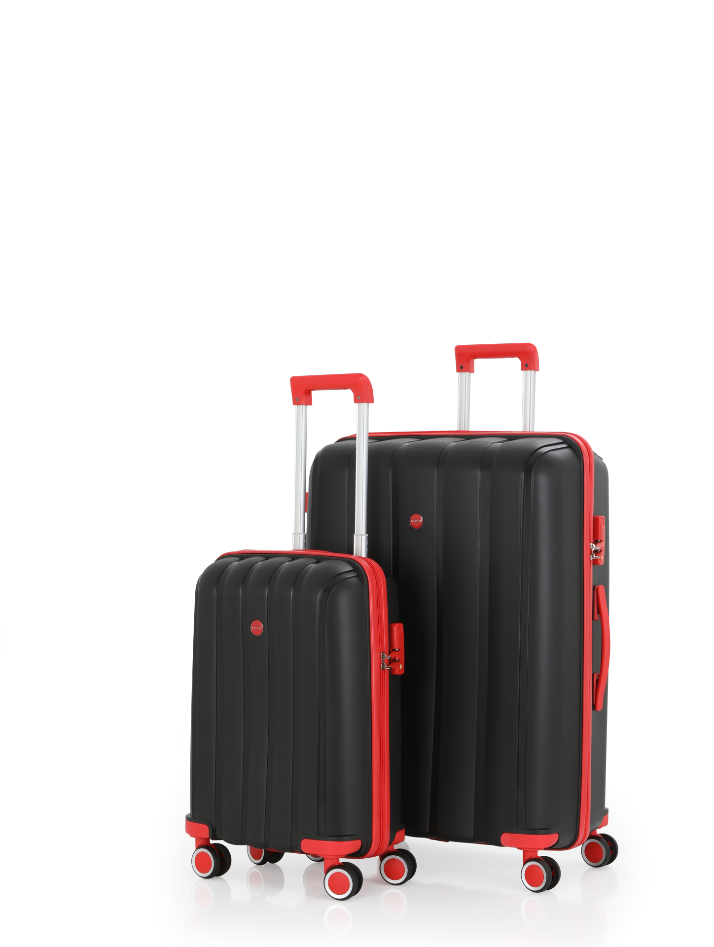 Mçs Polipropilen Valiz Seti Büyük & Kabin OLM305 Siyah-Kırmızı
