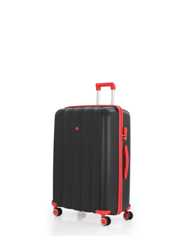 Mçs Polipropilen Valiz Seti Büyük & Kabin OLM305 Siyah-Kırmızı