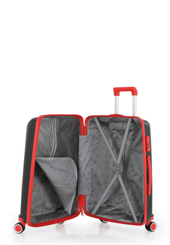 Mçs Polipropilen Valiz Seti Büyük & Kabin OLM305 Siyah-Kırmızı