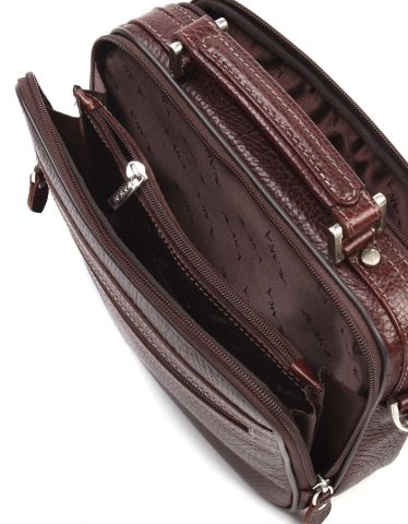 Siyah Deri Portföy Çantası OLM390 Kahverengi - Parlak