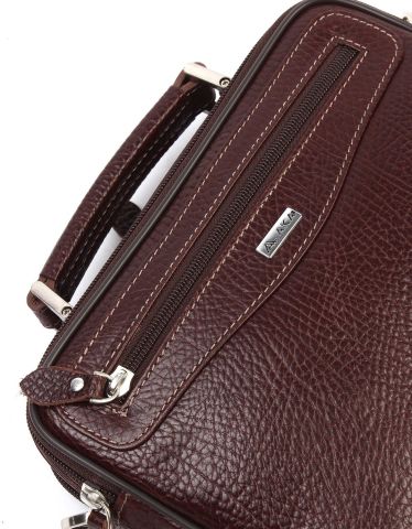 Siyah Deri Portföy Çantası OLM390 Kahverengi - Parlak