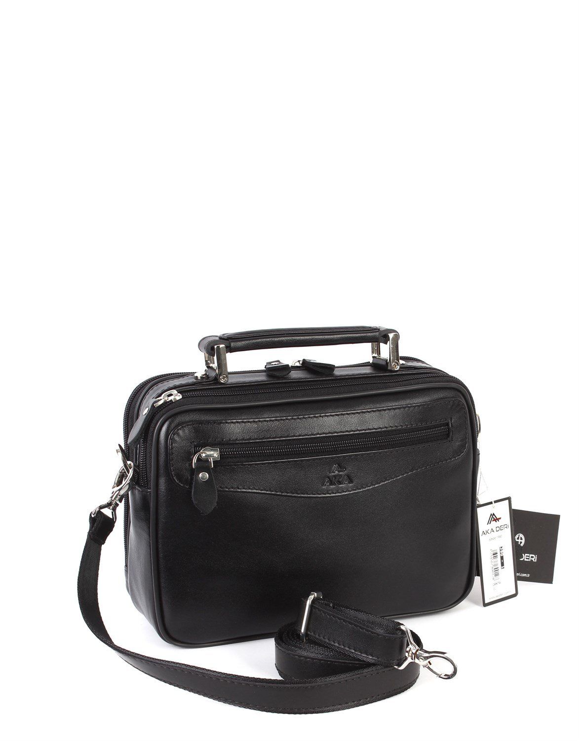 Siyah Deri Portföy Çantası OLM390 Siyah - Düz