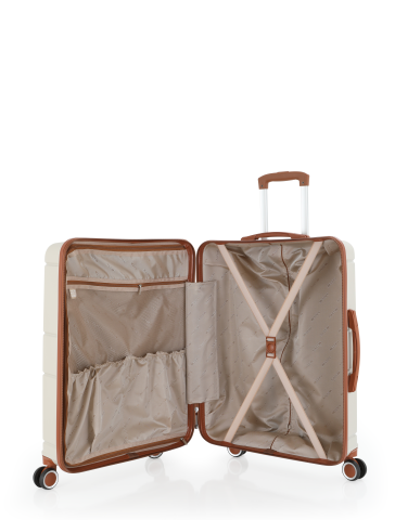 Mçs Polipropilen Valiz 55 CM OLM375 Kemik-Kahve