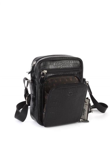 Deri Omuz Çantası OLM328 Siyah - Timsah Desenli