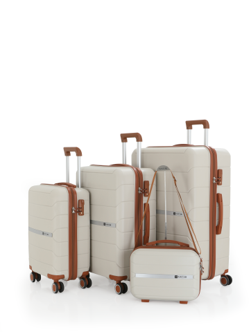 Mçs Polipropilen 4'lü Valiz Seti OLM366 Kemik-Kahve