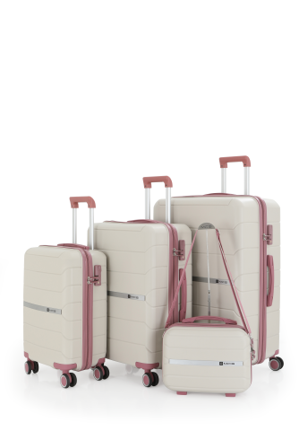 Mçs Polipropilen 4'lü Valiz Seti OLM366 Kemik-Koyu Pudra