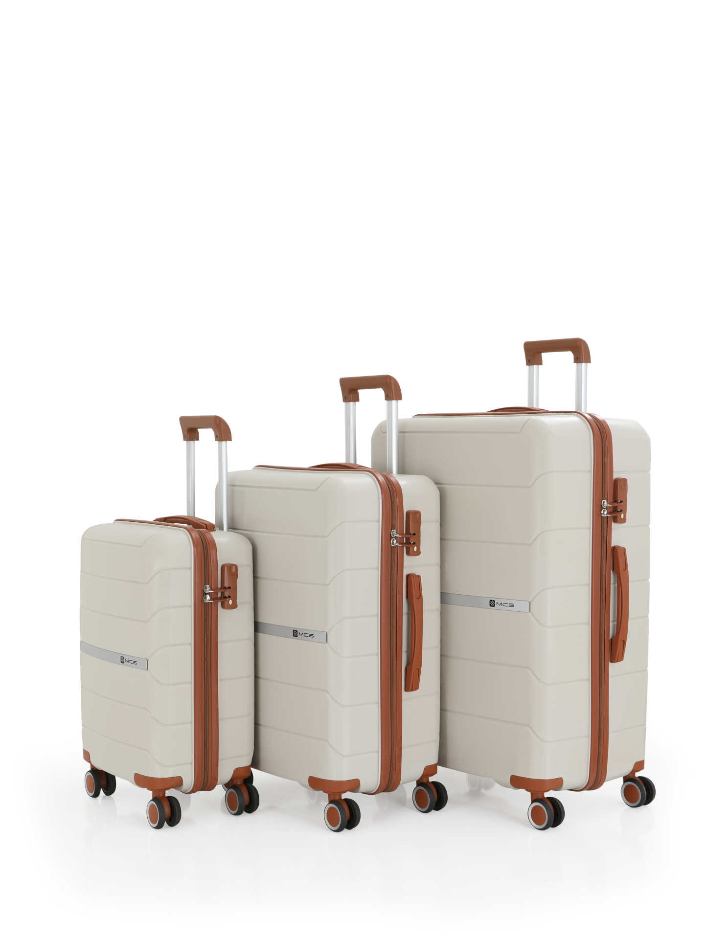Mçs Üçlü Polipropilen Valiz Seti OLM366 Kemik-Kahve
