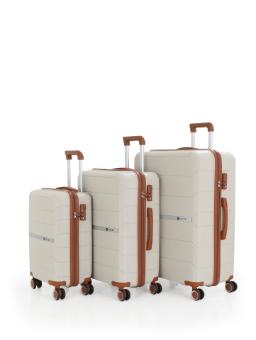 Mçs Üçlü Polipropilen Valiz Seti OLM366 Kemik-Kahve