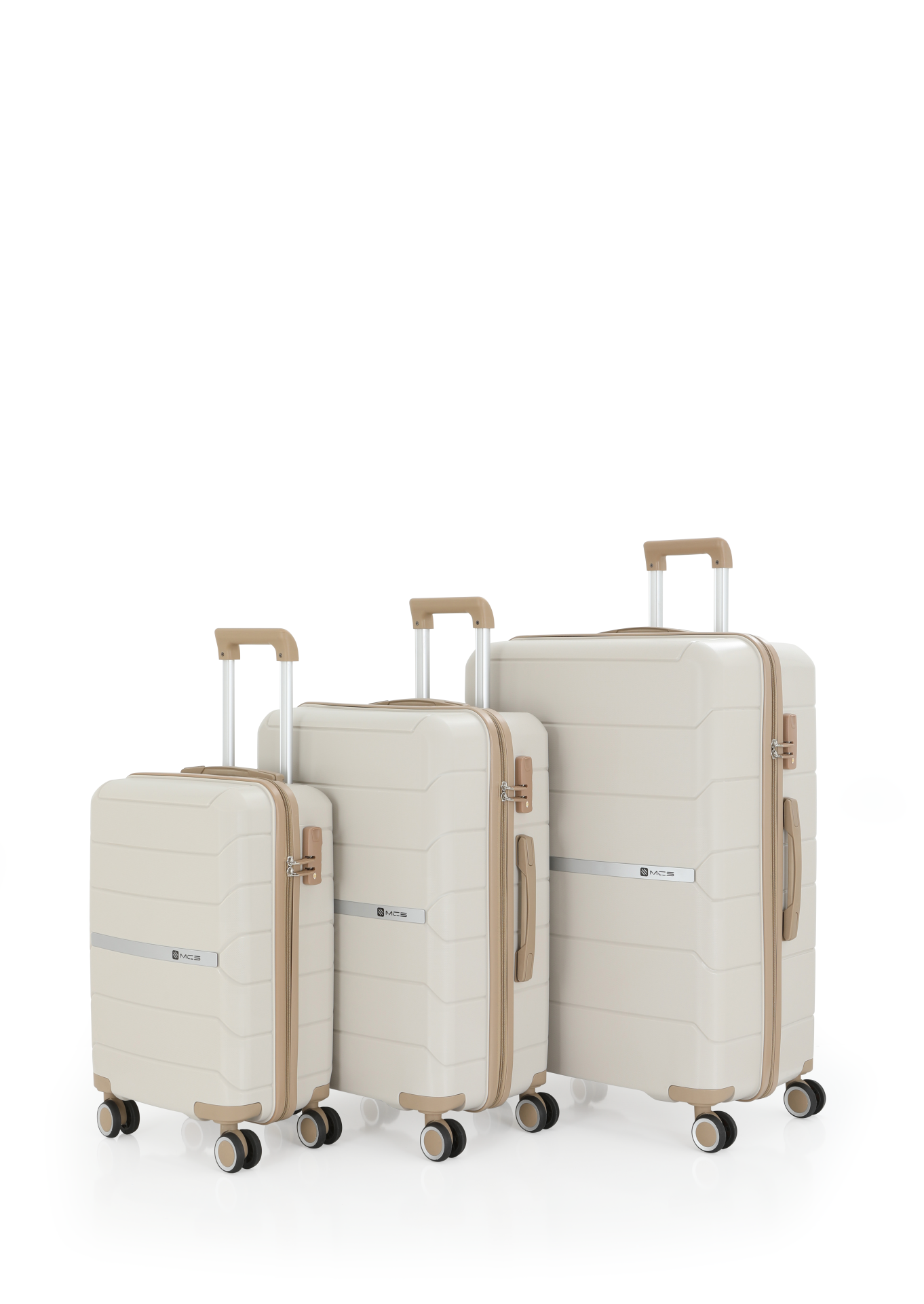 Mçs Üçlü Polipropilen Valiz Seti OLM366 Kemik-Şampanya