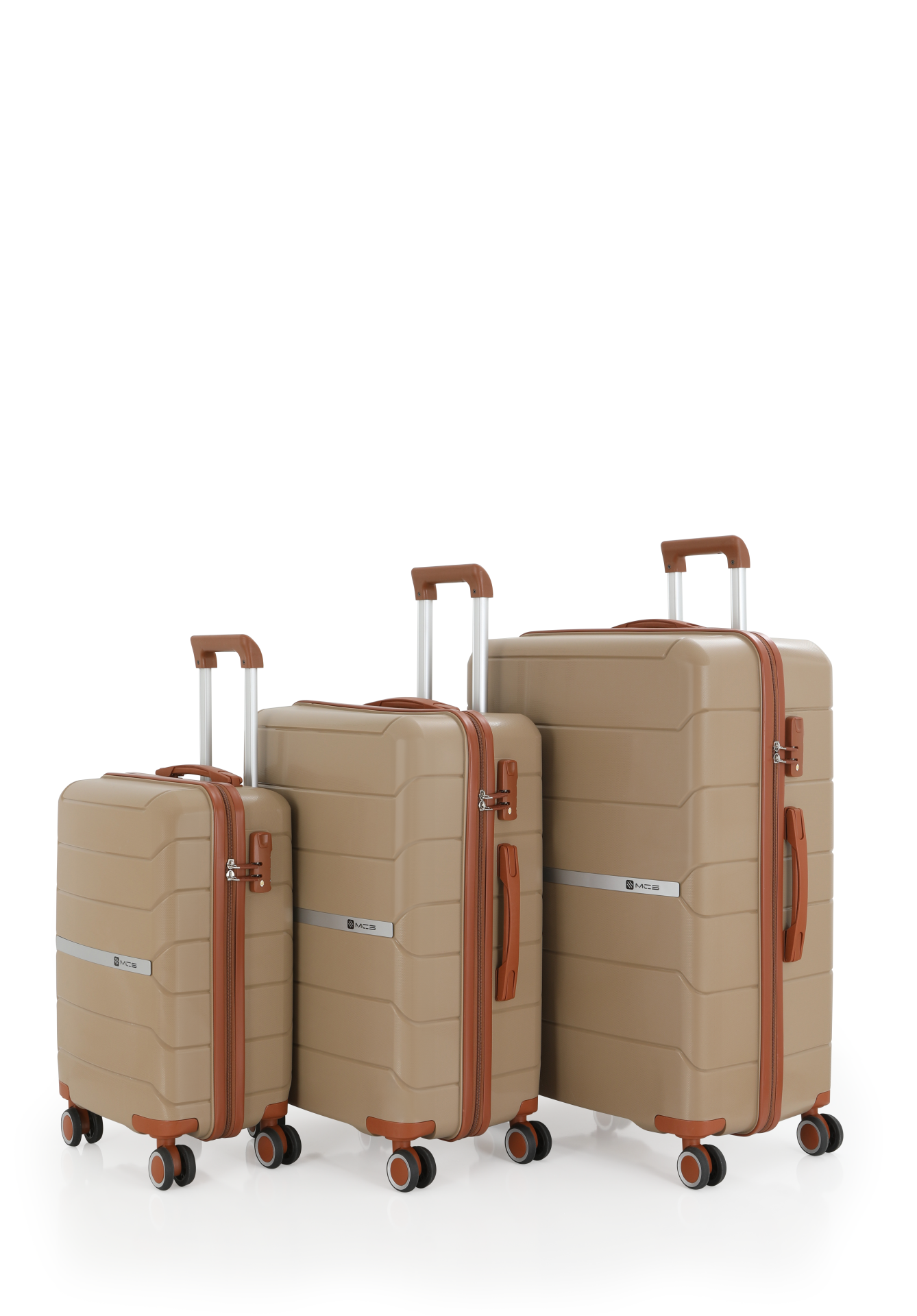 Mçs Üçlü Polipropilen Valiz Seti OLM366 Şampanya-Kahve