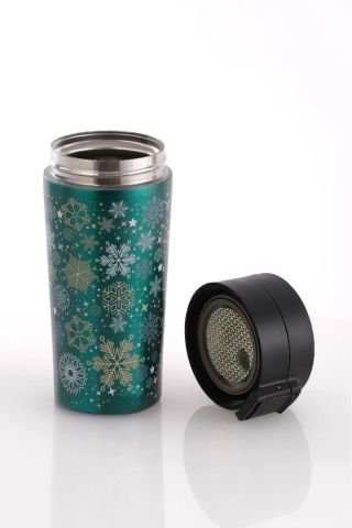 Termos Mug 380 ML Filtre Kapaklı Paslanmaz Çelik, Vakum Yalıtımlı OLM-1154