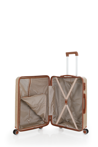 Mçs Polipropilen Valiz 65 CM OLM366 Şampanya-Kahve