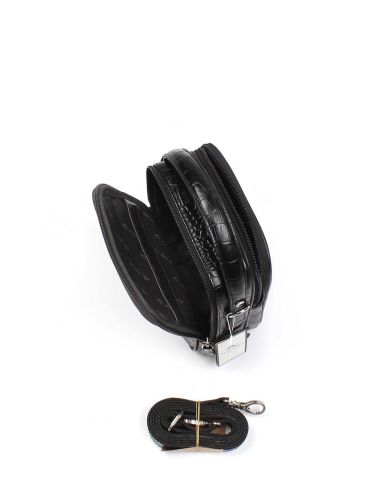 El ve Omuz Çantası OLM347 Siyah - Timsah Desenli